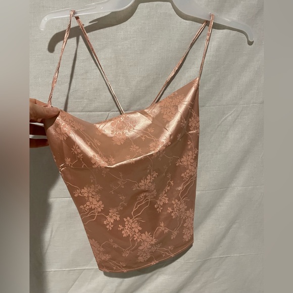 Womens cross back top. Zaful size 4. Light pink floral print - Picture 1 of 5